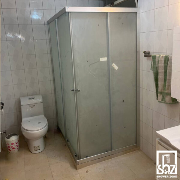 کابین دوش 80*80 فریم دار مربع شیشه مات
