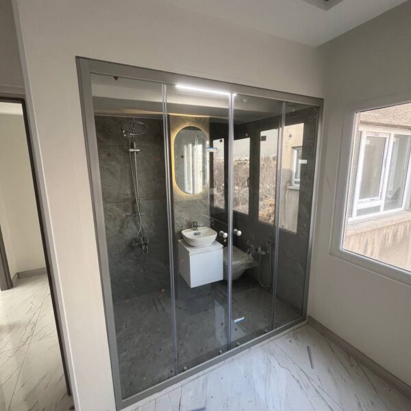 کابین دوش 140 اتاق خواب فریم دار استیل شیشه شفاف