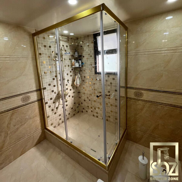 کابین دوش فریم دار طلایی 90*90 شاورزون